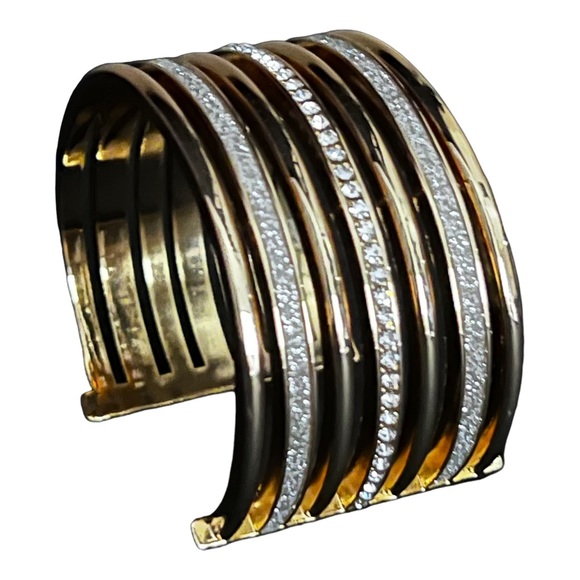 Cuff Bracelet Rhinestones Cuff Bracelet Rhinestones Gold Tone Cuff Bracelet - Picture 6 of 13